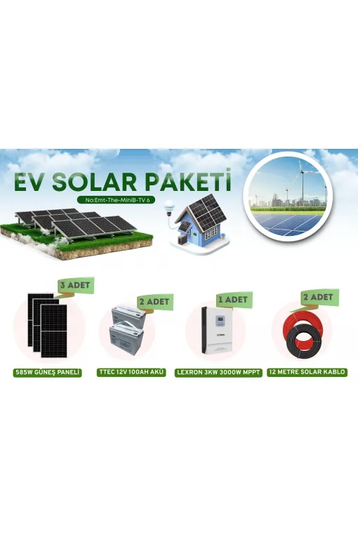 Kesintisiz Enerji İçin Solar Ev Paketi – 3KW MPPT, 1755W Panel, 200Ah Akü Kesintisiz Enerji İçin Solar Ev Paketi – 3KW MPPT, 1755W Panel, 200Ah Akü